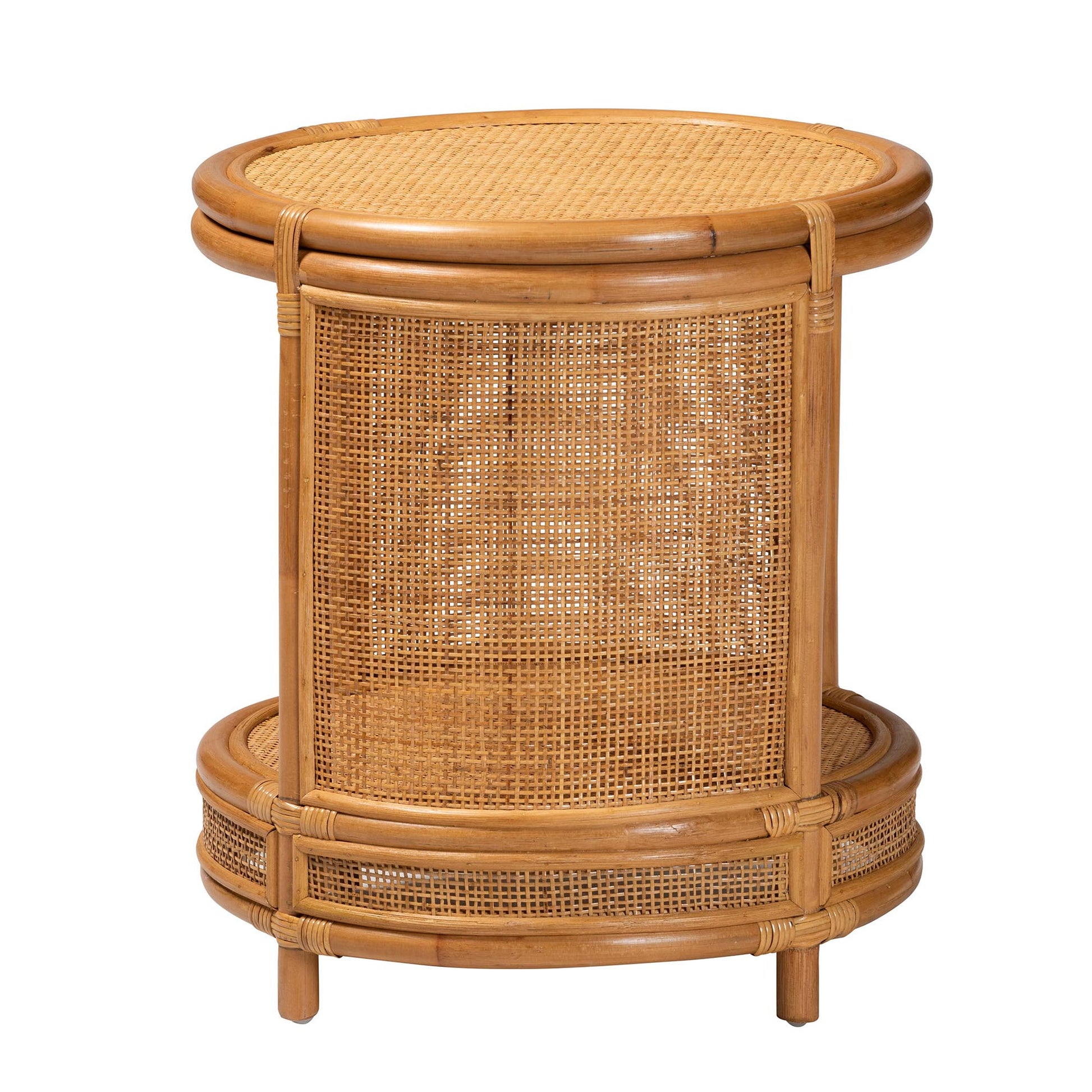 Baxton Studio bali & pari Louis Modern Bohemian Natural Brown Rattan End Table | End Tables | Modishstore - 4