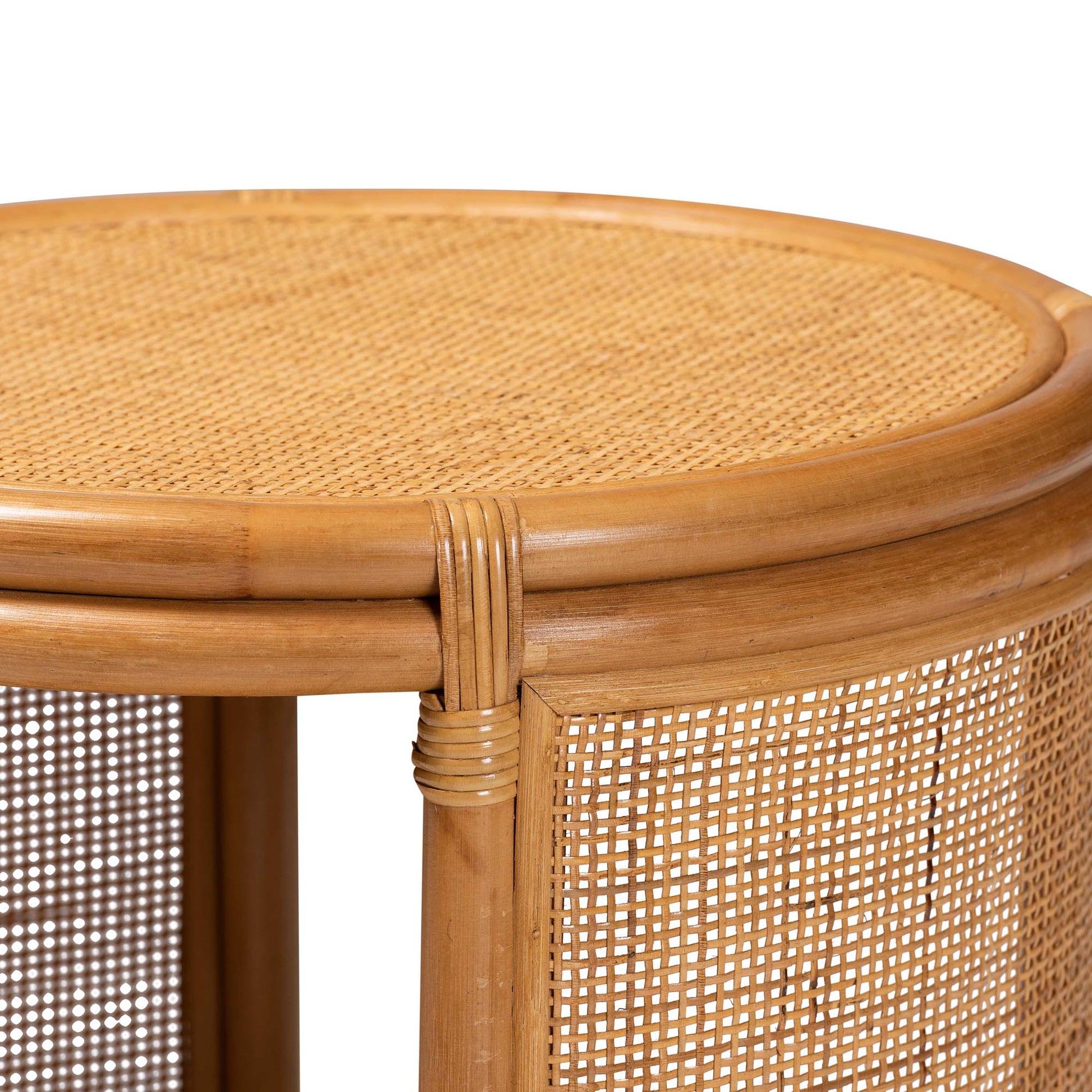 Baxton Studio bali & pari Louis Modern Bohemian Natural Brown Rattan End Table | End Tables | Modishstore - 5