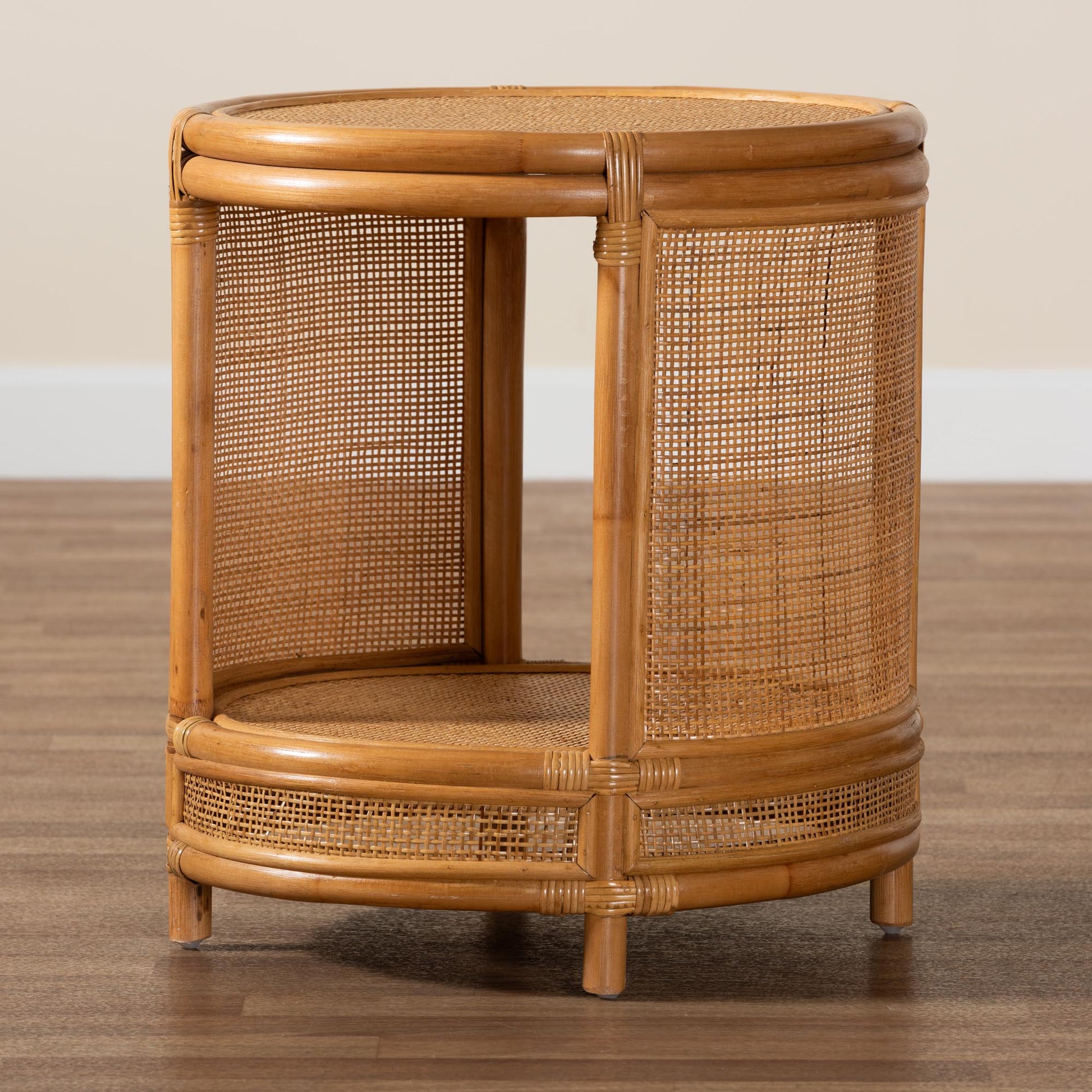 Baxton Studio bali & pari Louis Modern Bohemian Natural Brown Rattan End Table | End Tables | Modishstore - 9