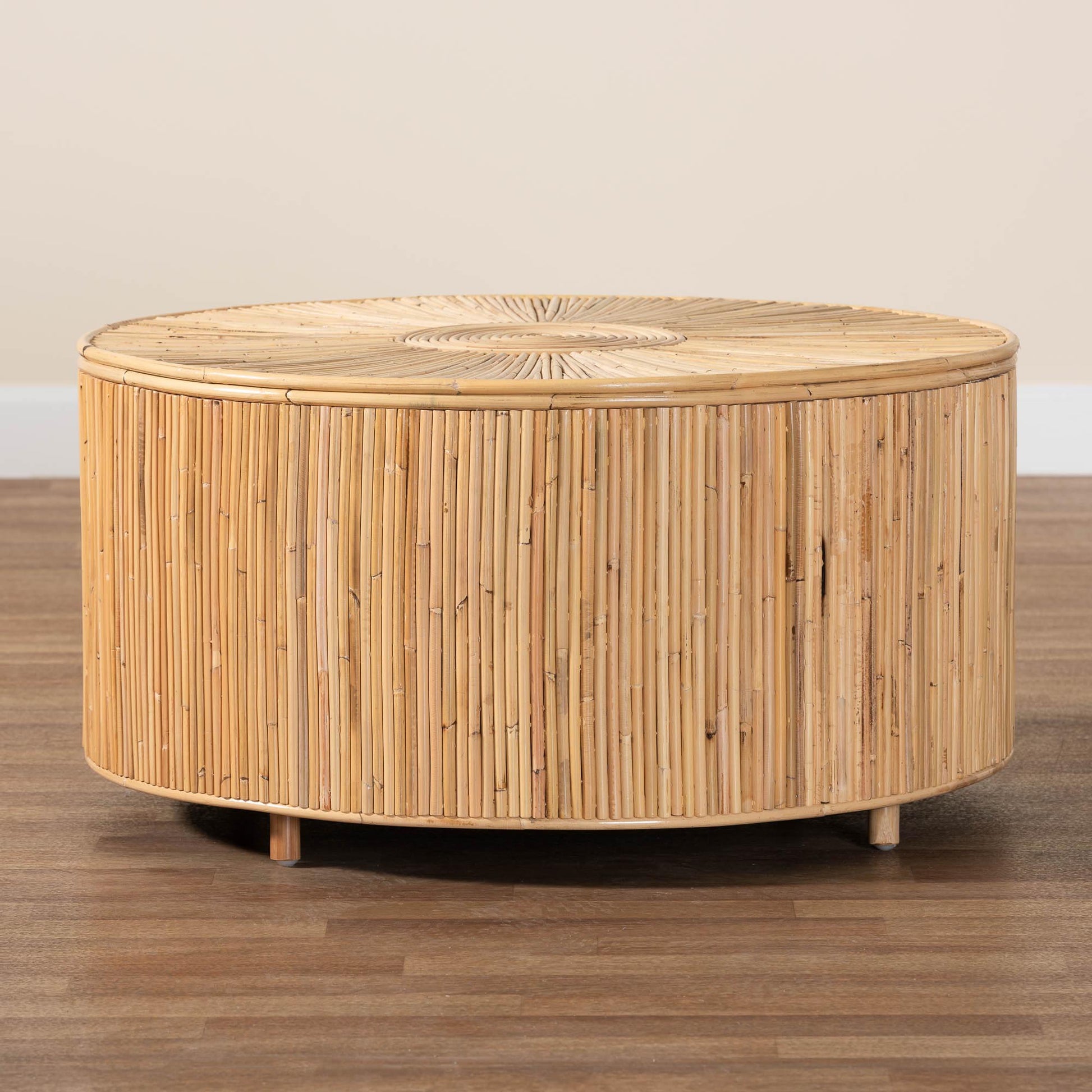 Baxton Studio bali & pari Miami Bohemian Light Honey Rattan Coffee Table | Coffee Tables | Modishstore - 6