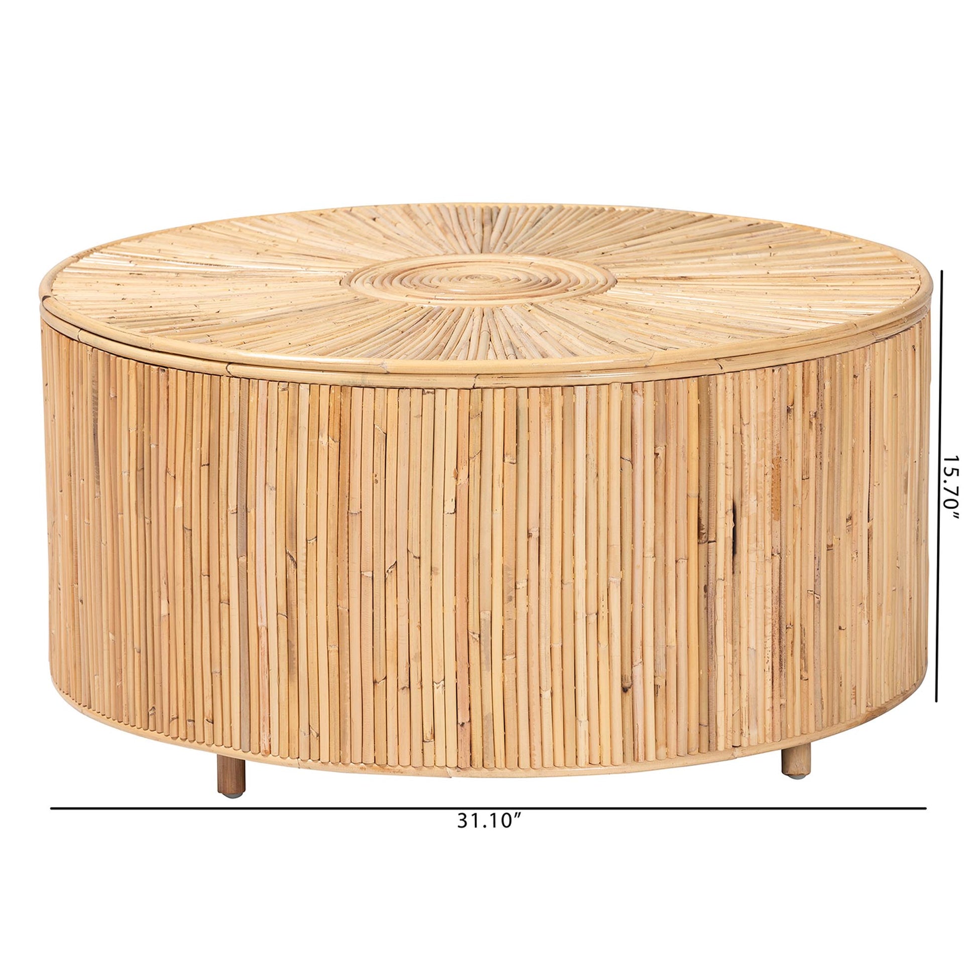 Baxton Studio bali & pari Miami Bohemian Light Honey Rattan Coffee Table | Coffee Tables | Modishstore - 7