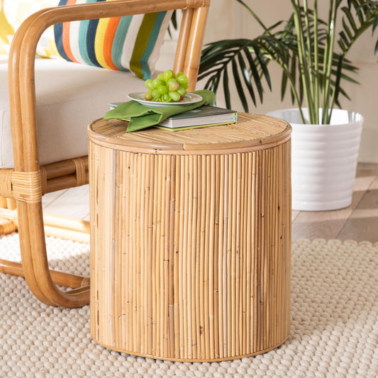 Baxton Studio bali & pari Milagra Modern Bohemian Natural Rattan End Table | End Tables | Modishstore