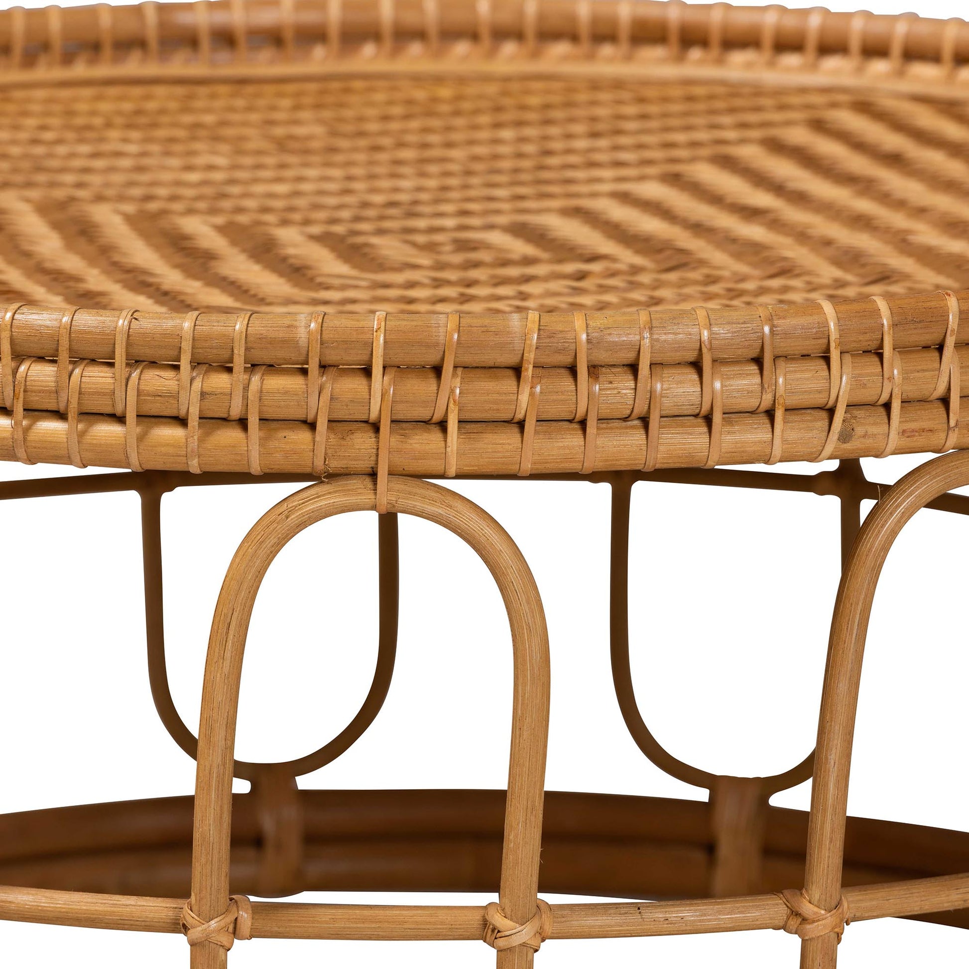 Baxton Studio bali & pari Phoenix Modern Bohemian Light Honey Rattan Coffee Table | Coffee Tables | Modishstore - 3