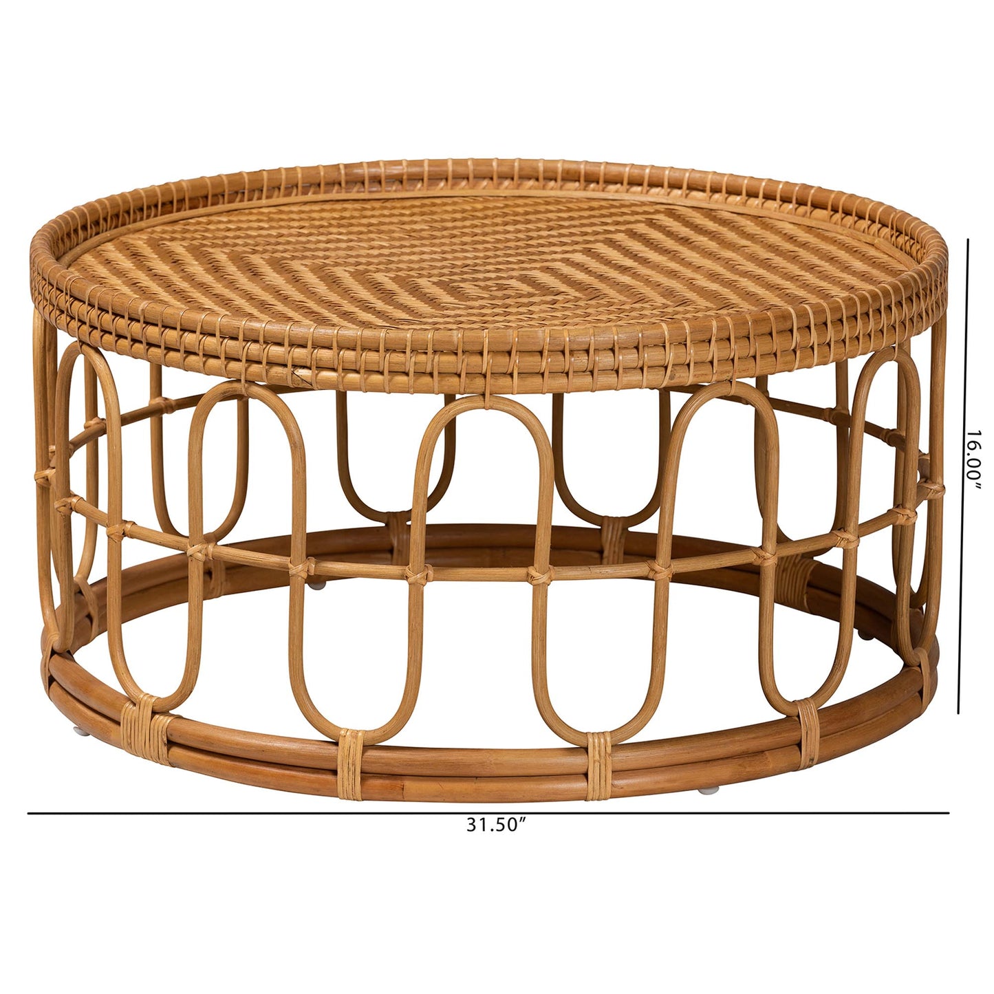 Baxton Studio bali & pari Phoenix Modern Bohemian Light Honey Rattan Coffee Table | Coffee Tables | Modishstore - 8