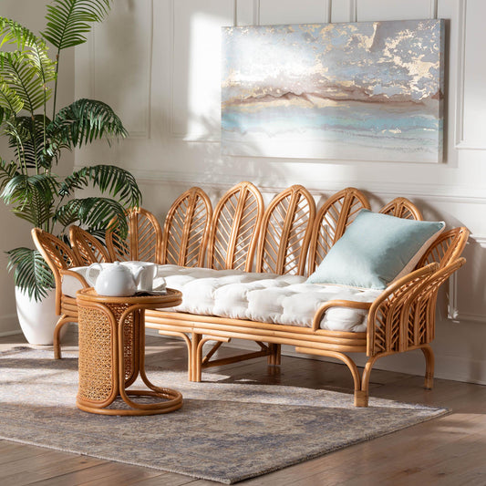 Baxton Studio bali & pari Loften Bohemian Light Honey Rattan Daybed | Daybeds | Modishstore