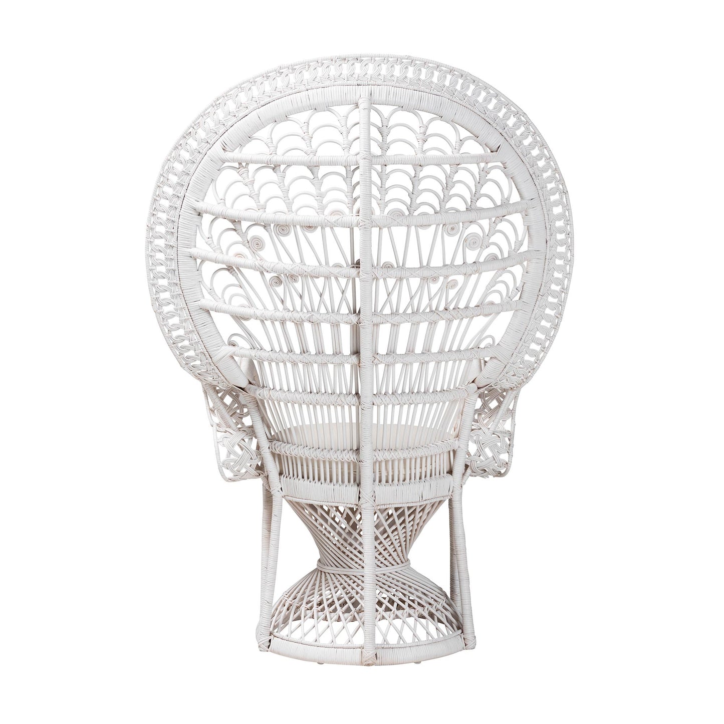 Baxton Studio bali & pari Kallima Modern Bohemian White Natural Rattan Peacock Chair | Accent Chairs | Modishstore - 5