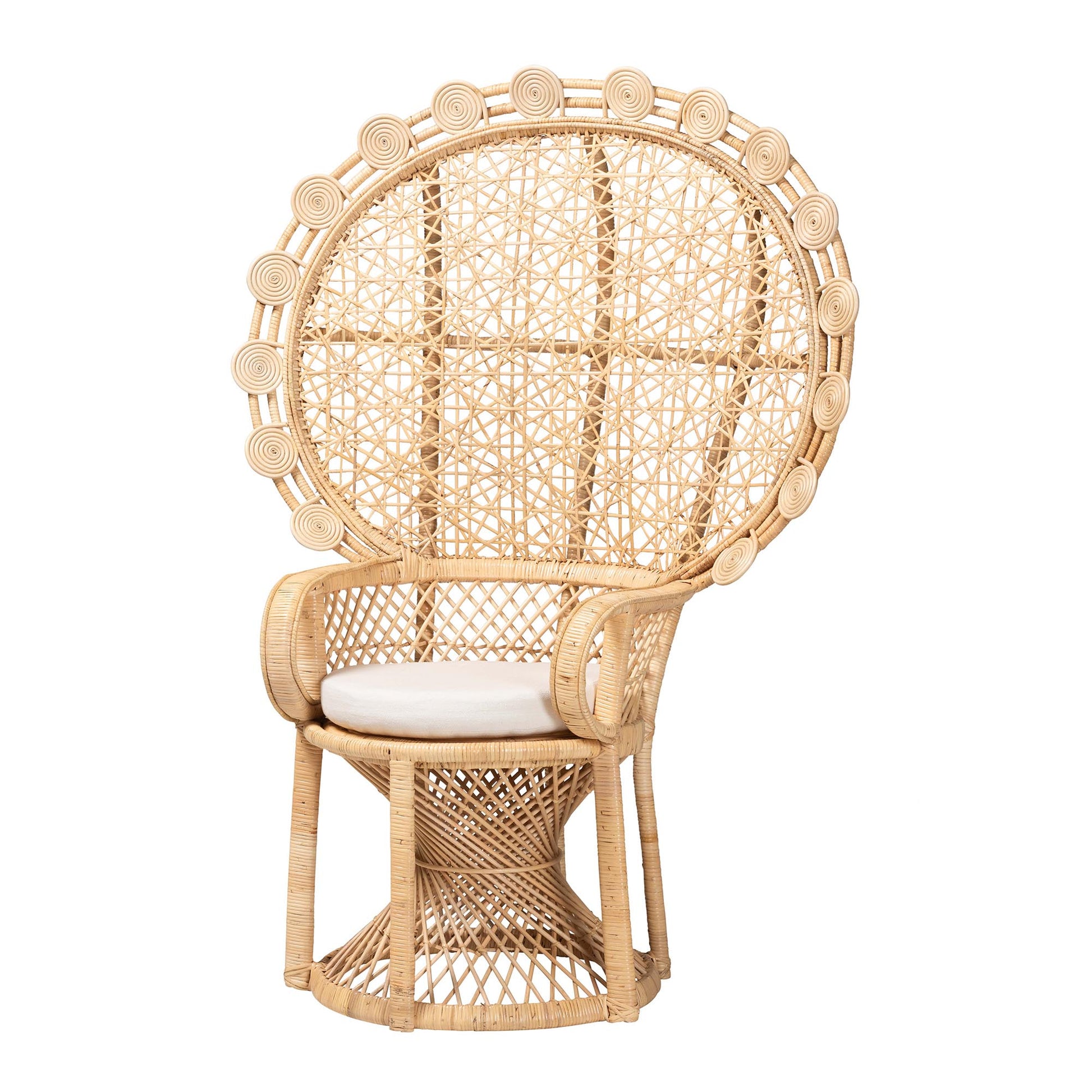 Baxton Studio bali & pari Hecate Modern Bohemian Natural Brown Rattan Peacock Chair | Accent Chairs | Modishstore - 2