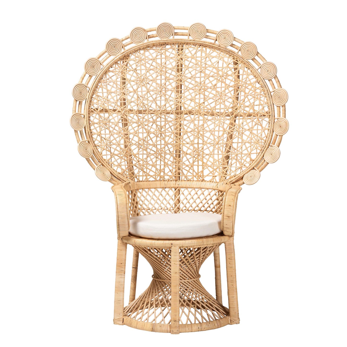 Baxton Studio bali & pari Hecate Modern Bohemian Natural Brown Rattan Peacock Chair | Accent Chairs | Modishstore - 3