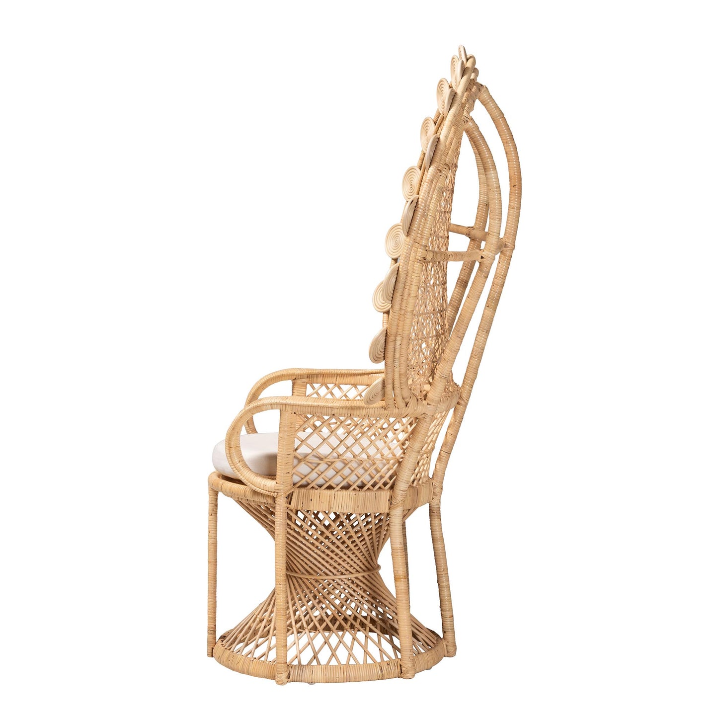 Baxton Studio bali & pari Hecate Modern Bohemian Natural Brown Rattan Peacock Chair | Accent Chairs | Modishstore - 4