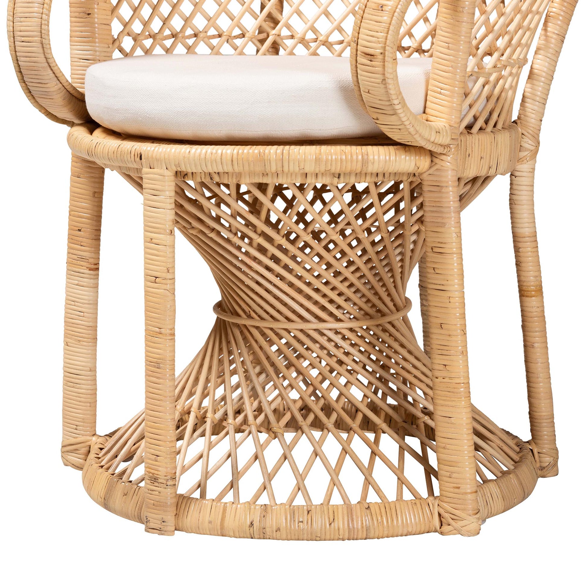 Baxton Studio bali & pari Hecate Modern Bohemian Natural Brown Rattan Peacock Chair | Accent Chairs | Modishstore - 7