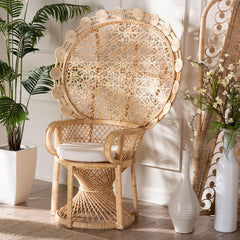 Baxton Studio bali & pari Hecate Modern Bohemian Natural Brown Rattan Peacock Chair