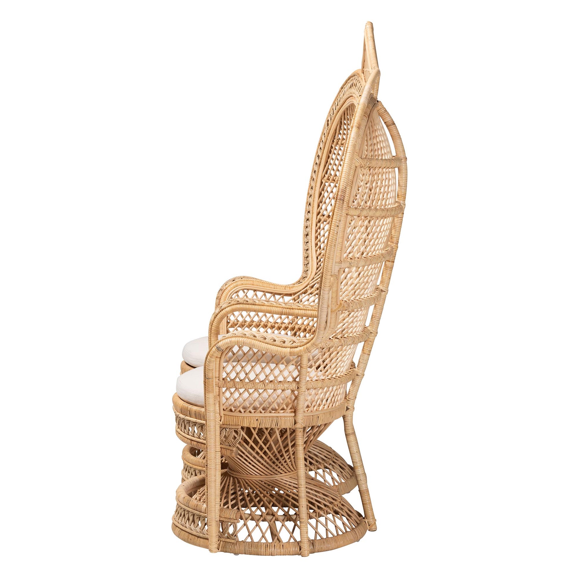 Baxton Studio bali & pari Nerita Modern Bohemian Natural Brown Rattan Two-Seater Peacock Chair | Accent Chairs | Modishstore - 6