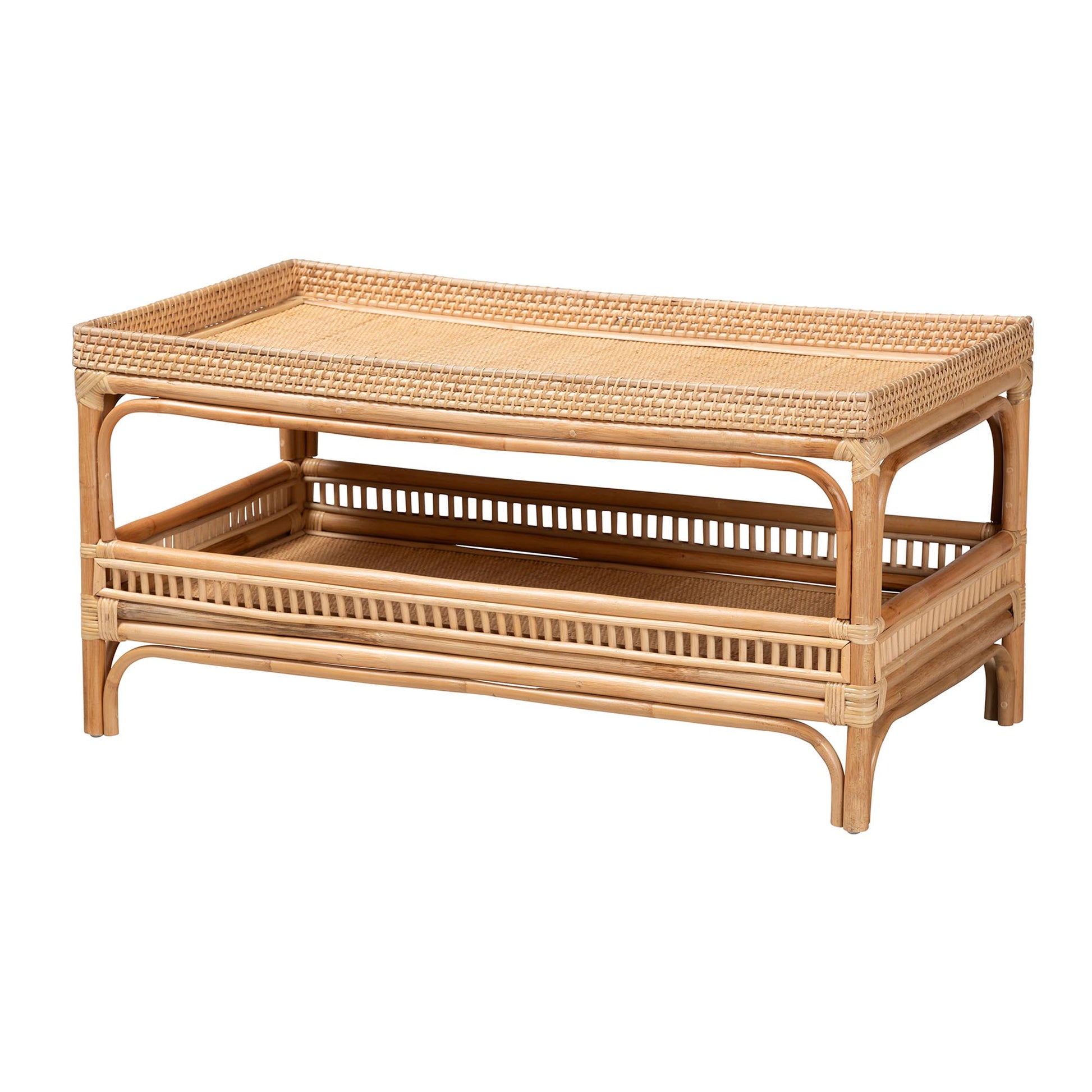 Baxton Studio bali & pari Lombok Modern Bohemian Natural Rattan Coffee Table | Coffee Tables | Modishstore - 2