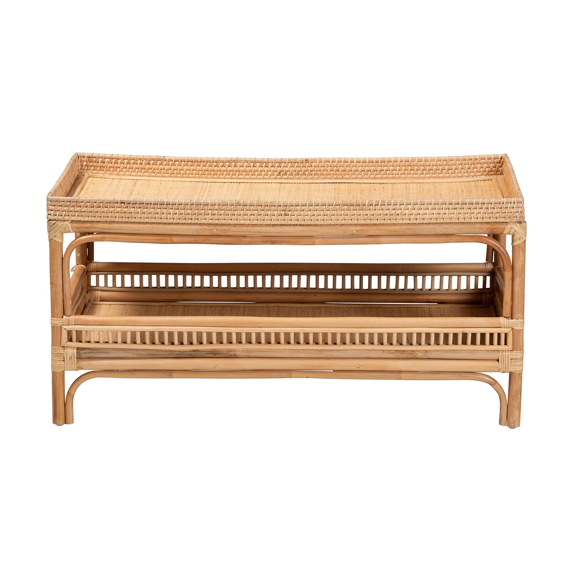 Baxton Studio bali & pari Lombok Modern Bohemian Natural Rattan Coffee Table | Coffee Tables | Modishstore - 3