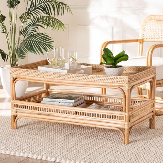 Baxton Studio bali & pari Lombok Modern Bohemian Natural Rattan Coffee Table | Coffee Tables | Modishstore