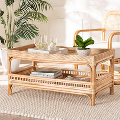 Baxton Studio bali & pari Lombok Modern Bohemian Natural Rattan Coffee Table