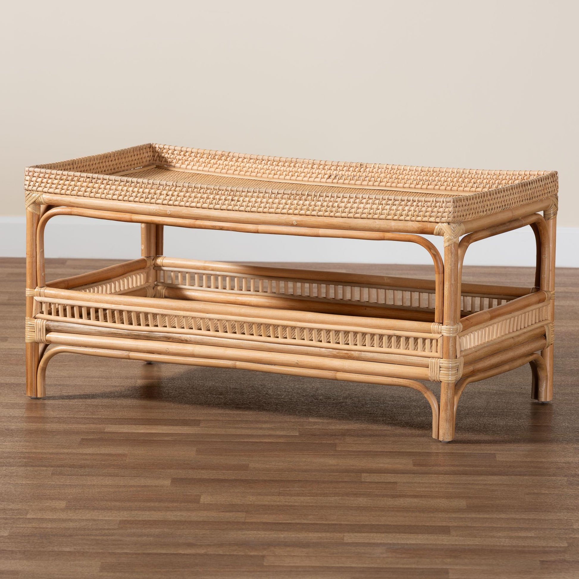 Baxton Studio bali & pari Lombok Modern Bohemian Natural Rattan Coffee Table | Coffee Tables | Modishstore - 9