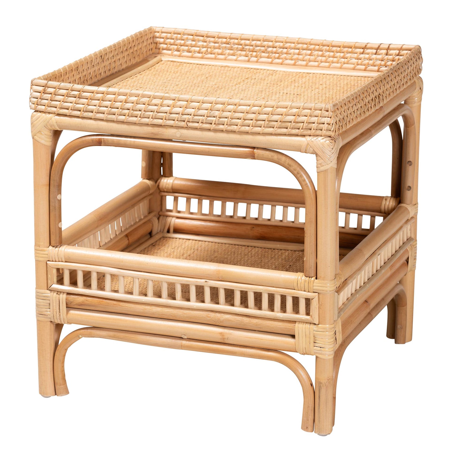 Baxton Studio bali & pari Lombok Modern Bohemian Natural Rattan End Table | End Tables | Modishstore - 3