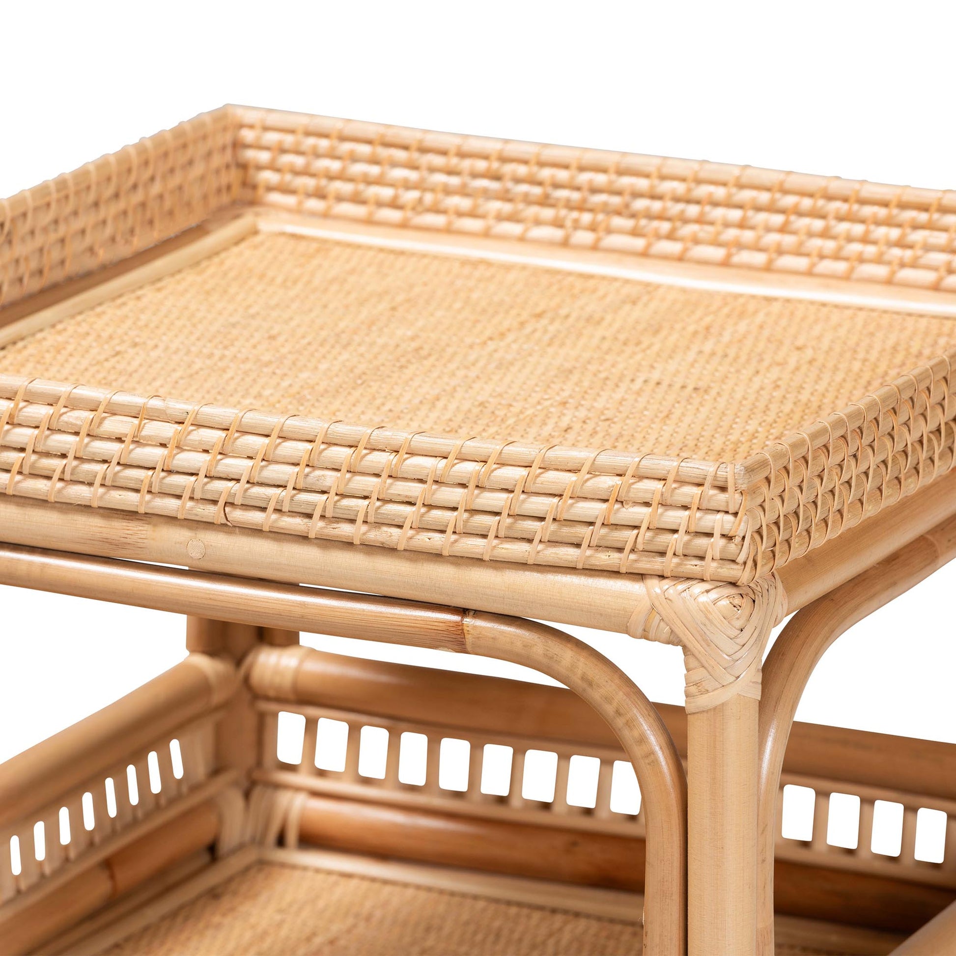 Baxton Studio bali & pari Lombok Modern Bohemian Natural Rattan End Table | End Tables | Modishstore - 5