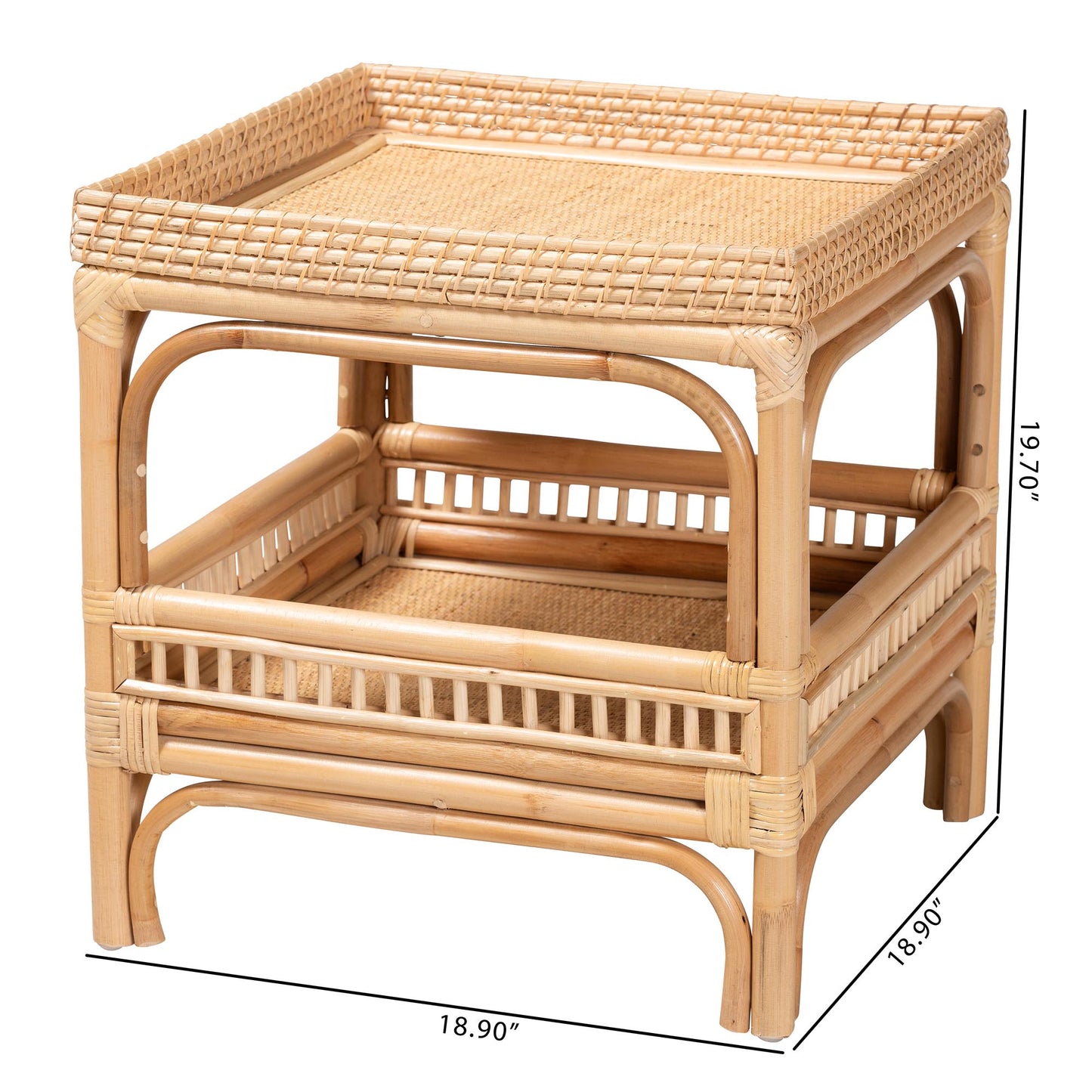 Baxton Studio bali & pari Lombok Modern Bohemian Natural Rattan End Table | End Tables | Modishstore - 2