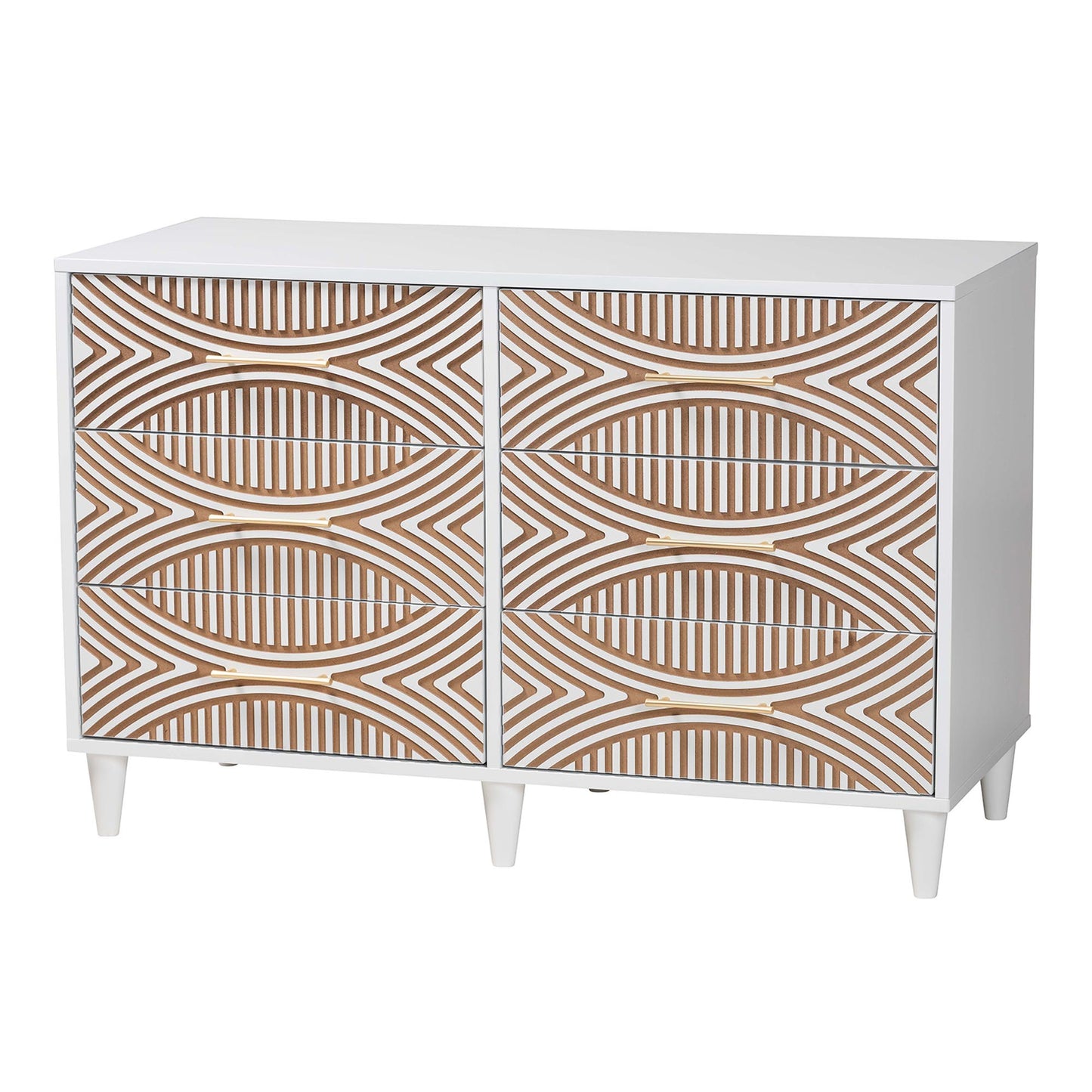 Baxton Studio Louetta Coastal White Carved Contrasting 6-Drawer Dresser | Dressers | Modishstore - 4