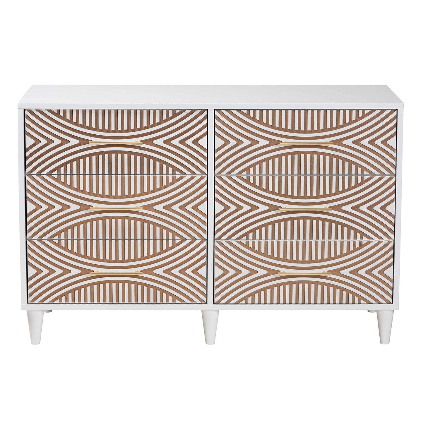 Baxton Studio Louetta Coastal White Carved Contrasting 6-Drawer Dresser | Dressers | Modishstore - 6