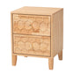 Baxton Studio Hosea Japandi Carved Honeycomb Natural 2-Drawer Nightstand | Nightstands | Modishstore - 4