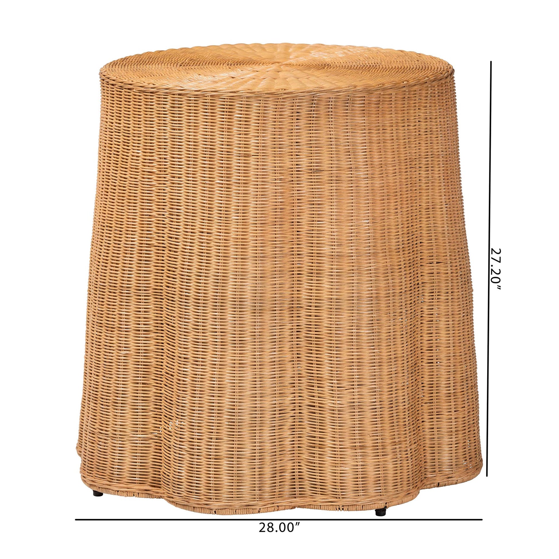 Baxton Studio bali & pari Palm Bohemian Honey Scallop Rattan End Table | End Tables | Modishstore - 7