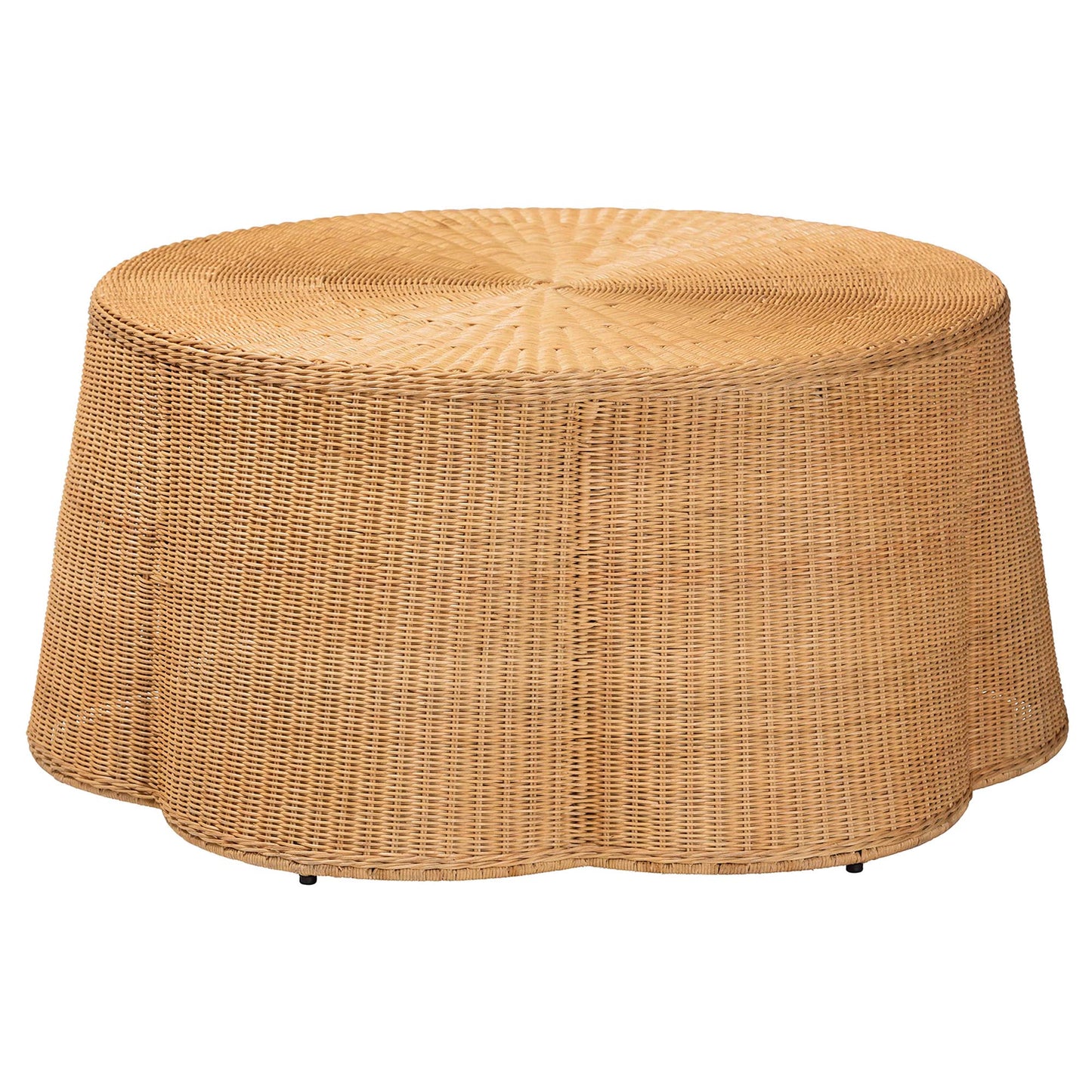 Baxton Studio bali & pari Palm Bohemian Honey Scallop Rattan Coffee Table | Coffee Tables | Modishstore - 2