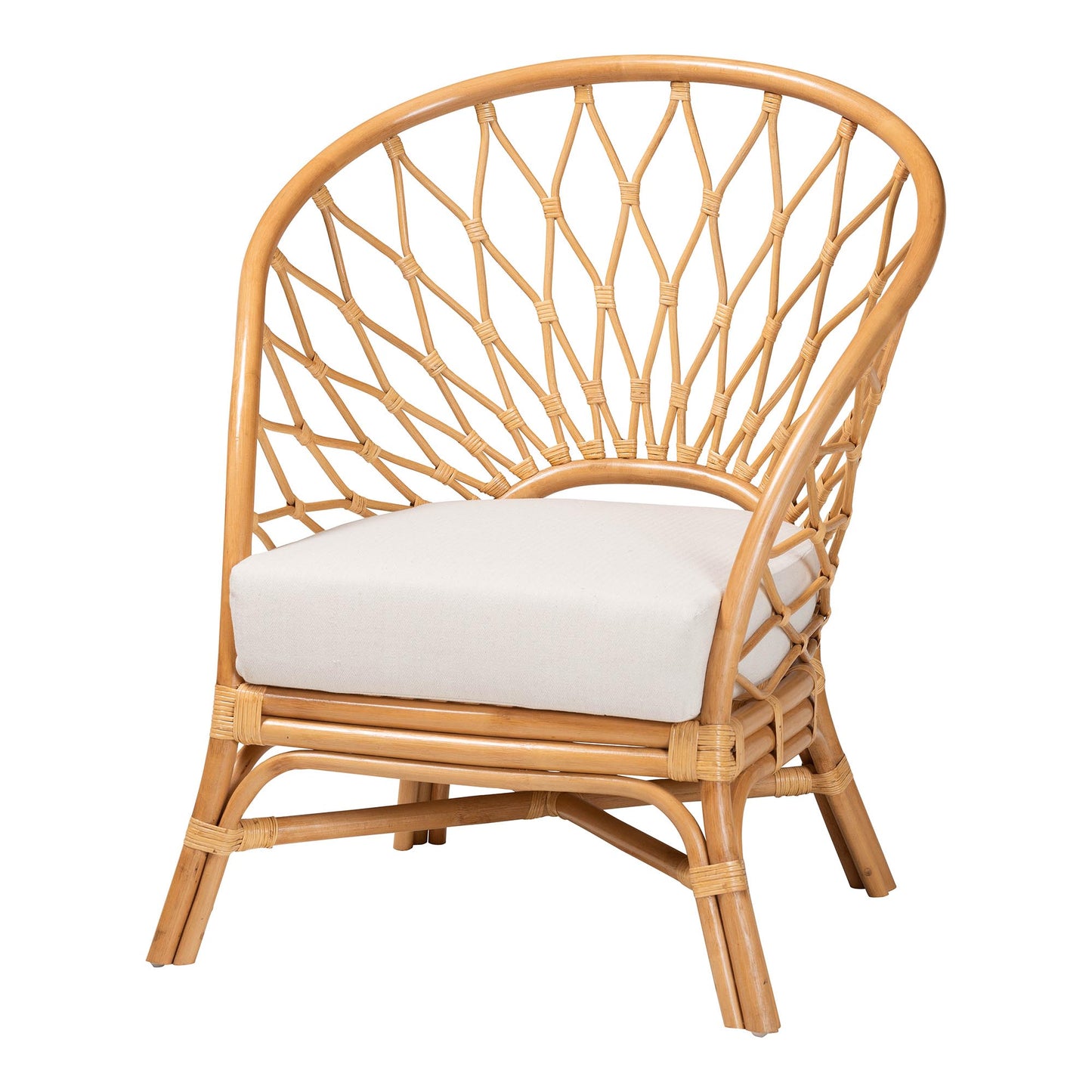 Baxton Studio bali & pari Emmeline Bohemian Honey Rattan Accent Chair | Accent Chairs | Modishstore - 2