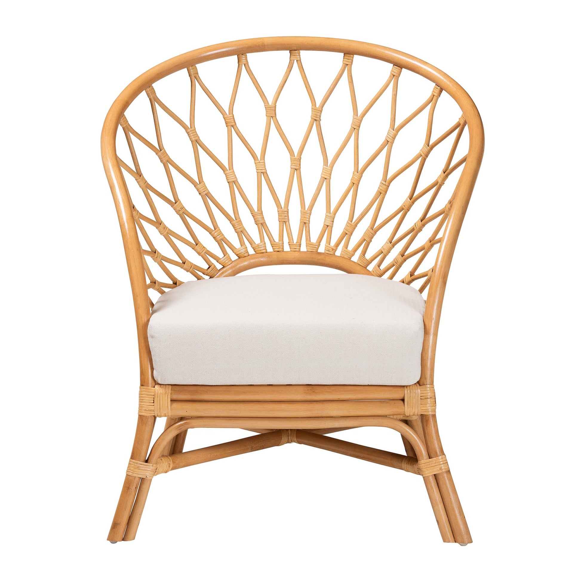 Baxton Studio bali & pari Emmeline Bohemian Honey Rattan Accent Chair | Accent Chairs | Modishstore - 3