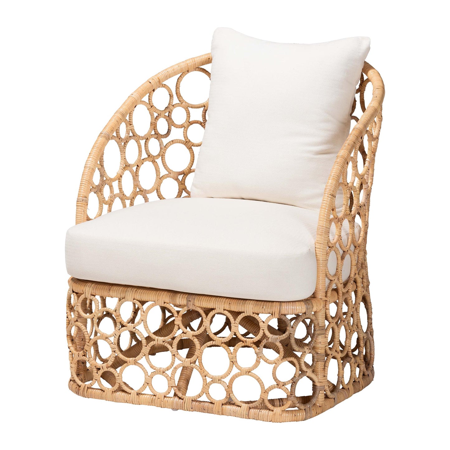 Baxton Studio bali & pari Prisca Bohemian Light Honey Rattan Accent Chair | Accent Chairs | Modishstore - 4