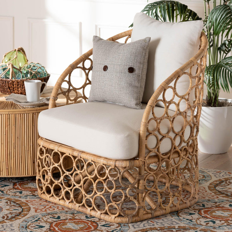 Baxton Studio bali & pari Prisca Bohemian Light Honey Rattan Accent Chair | Accent Chairs | Modishstore