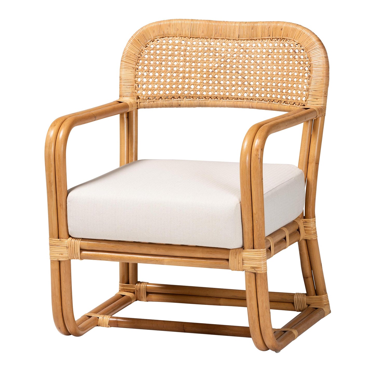 Baxton Studio bali & pari Ailith Modern Bohemian Light Honey Rattan Arm Chair | Accent Chairs | Modishstore - 2