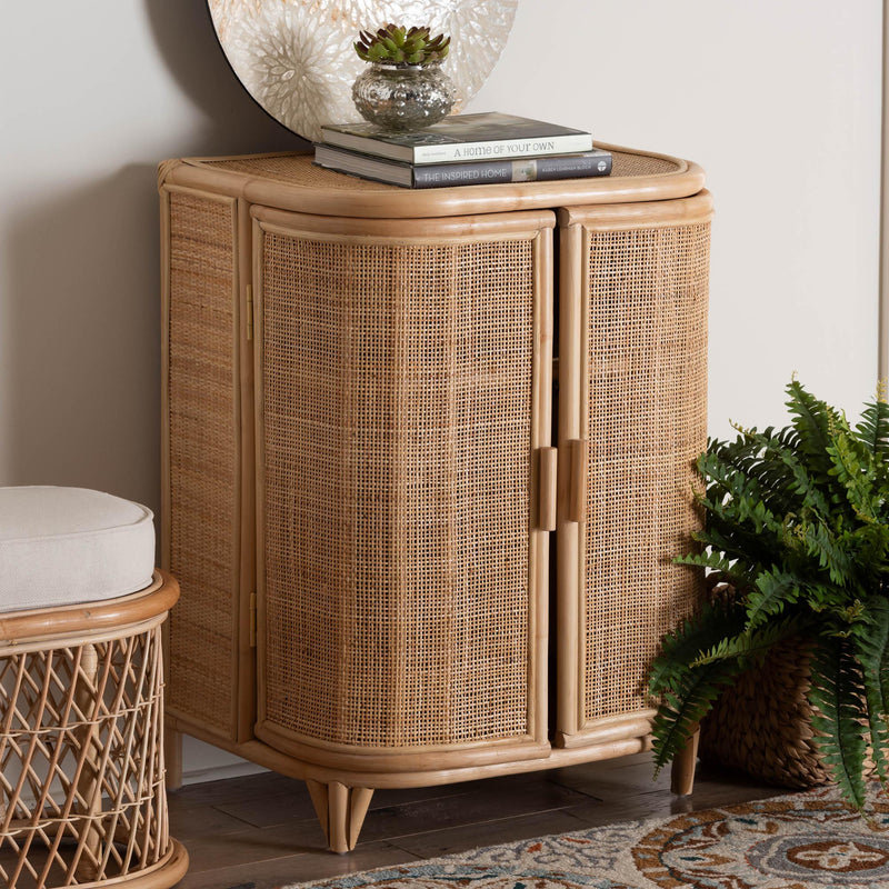 Baxton Studio bali & pari Yanka Bohemian Natural Rattan Storage Cabinet | Cabinets | Modishstore