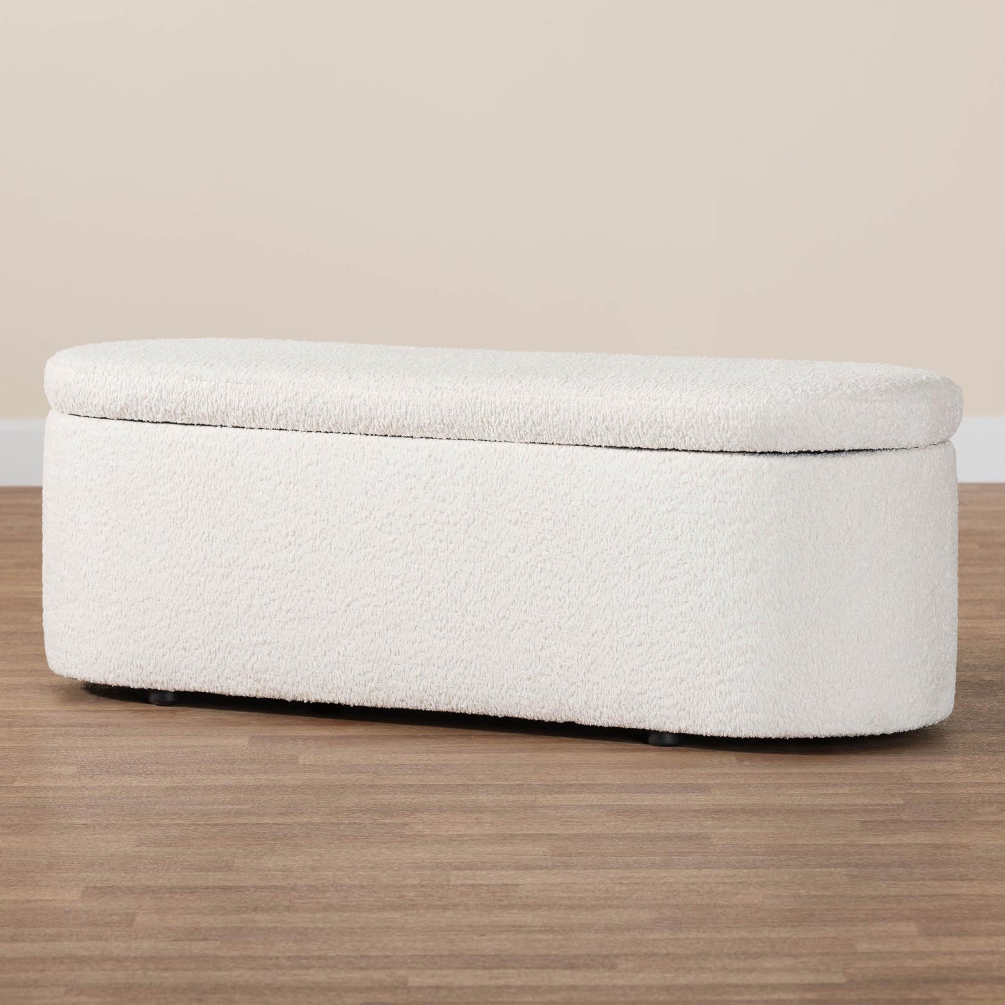 Baxton Studio Lavina Modern White Teddy-Bear Fabric Storage Bench | Benches | Modishstore - 3