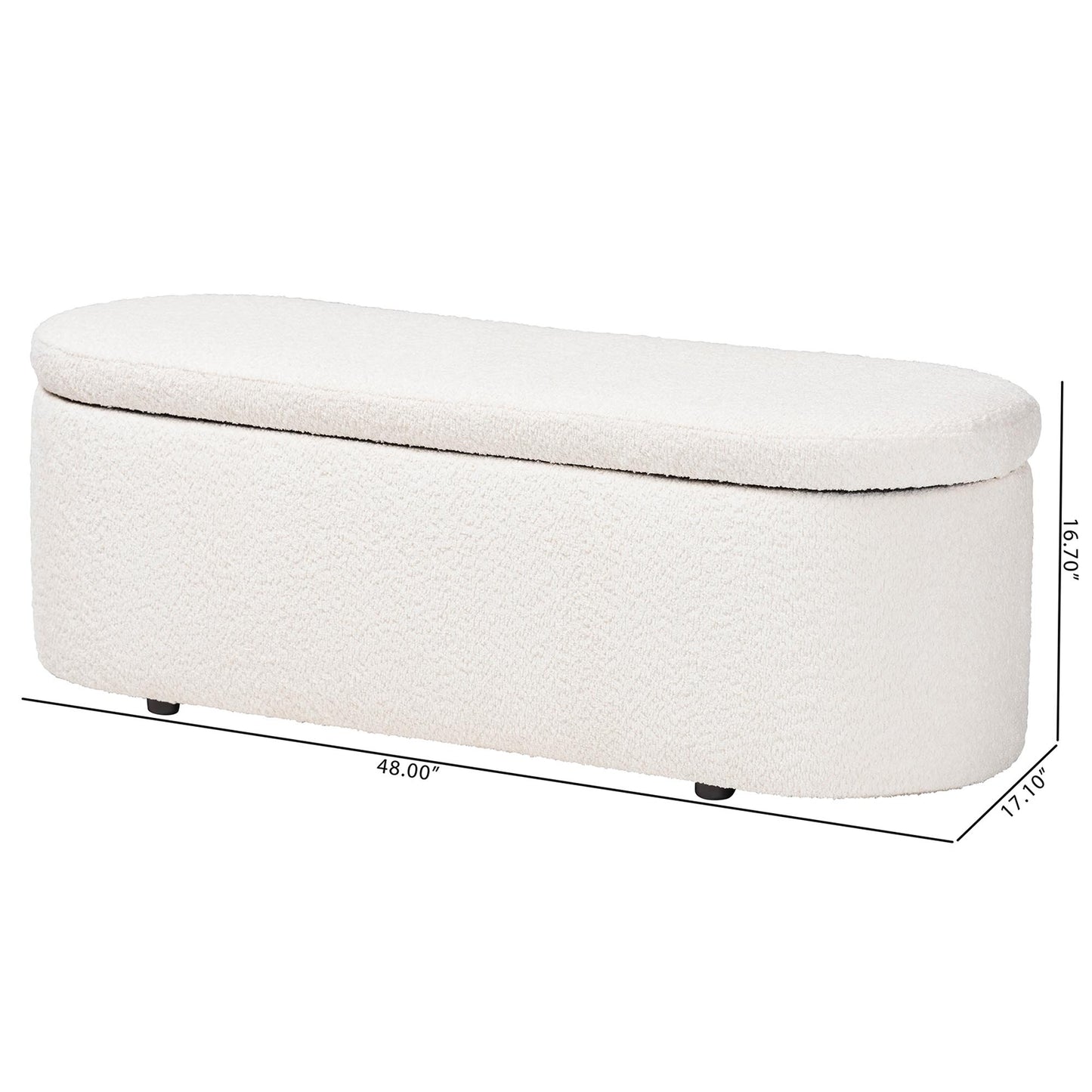 Baxton Studio Lavina Modern White Teddy-Bear Fabric Storage Bench | Benches | Modishstore - 4