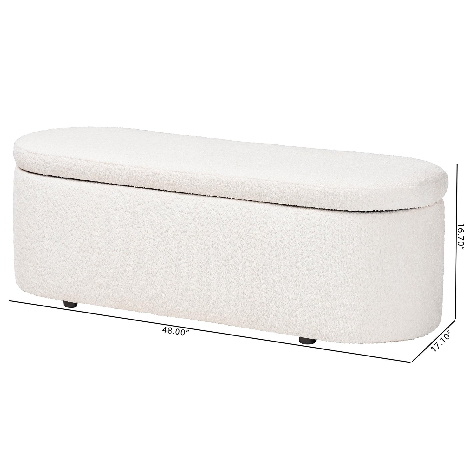 Baxton Studio Lavina Modern White Teddy-Bear Fabric Storage Bench | Benches | Modishstore - 4