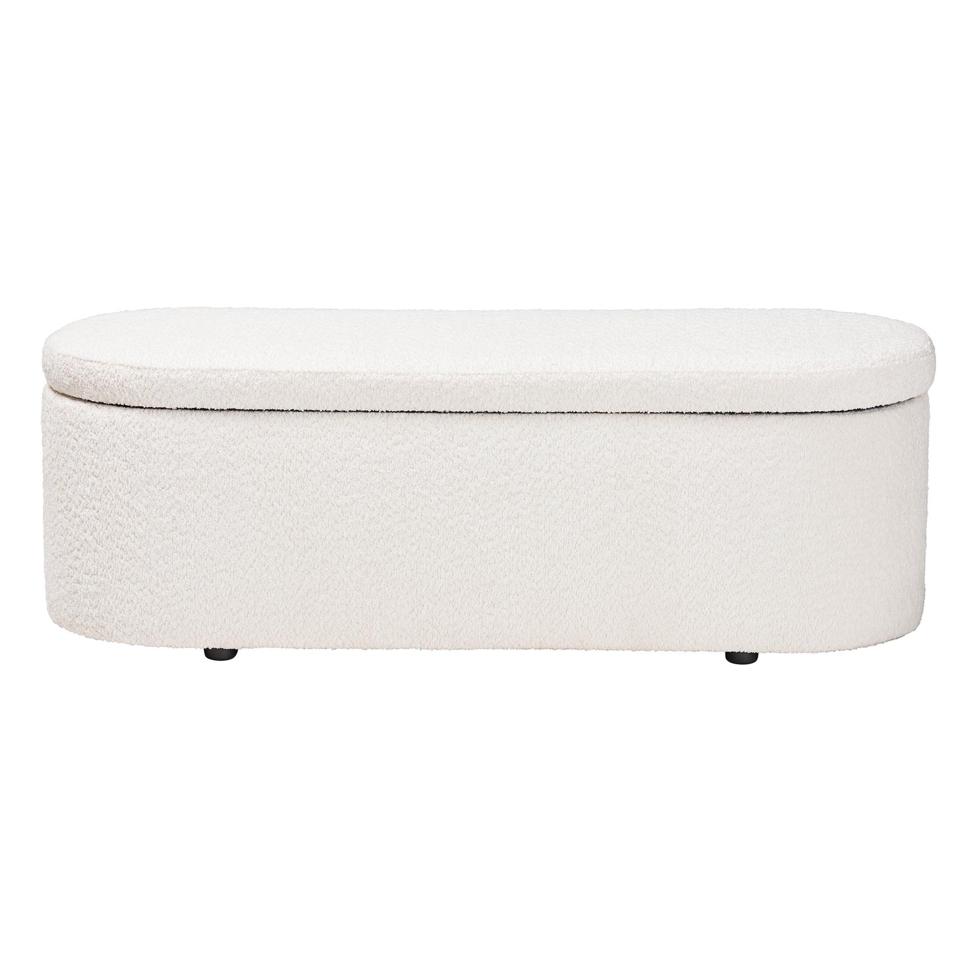 Baxton Studio Lavina Modern White Teddy-Bear Fabric Storage Bench | Benches | Modishstore - 7