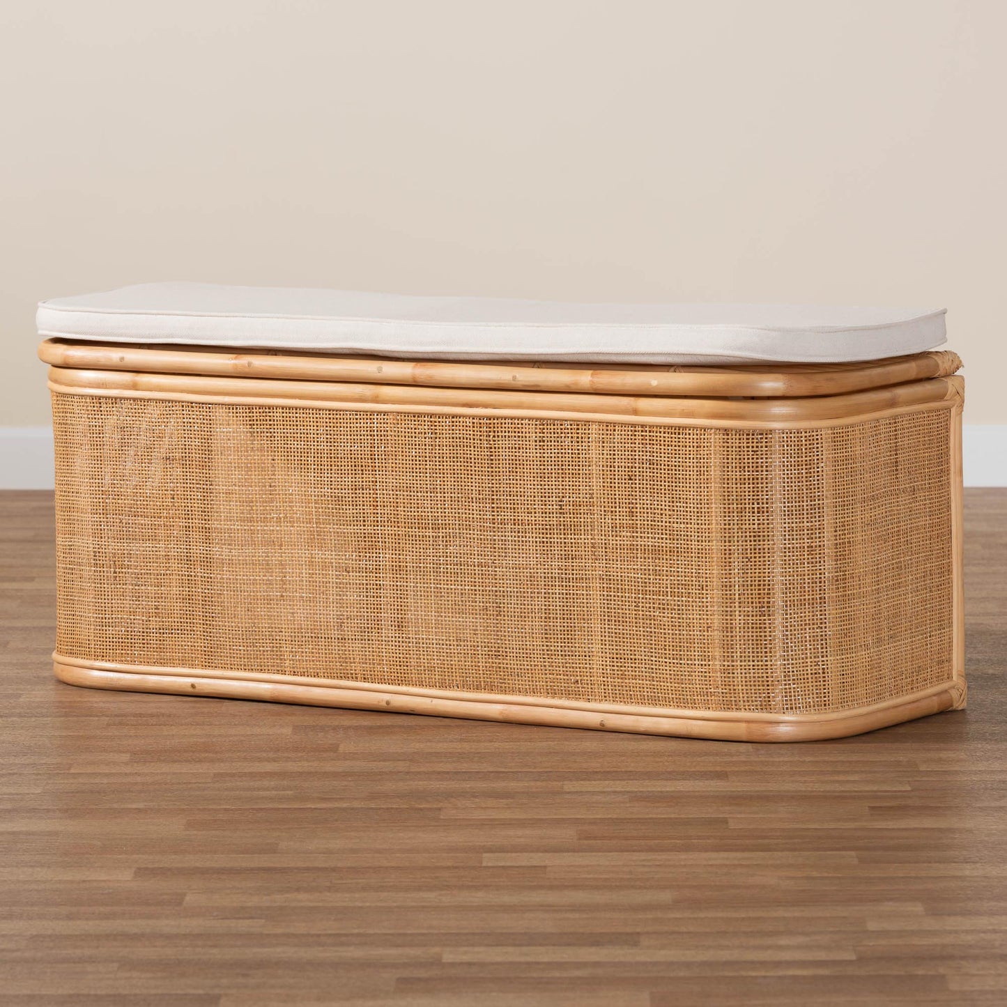 Baxton Studio bali & pari Ishana Bohemian Natural Rattan Storage Bench | Benches | Modishstore - 10