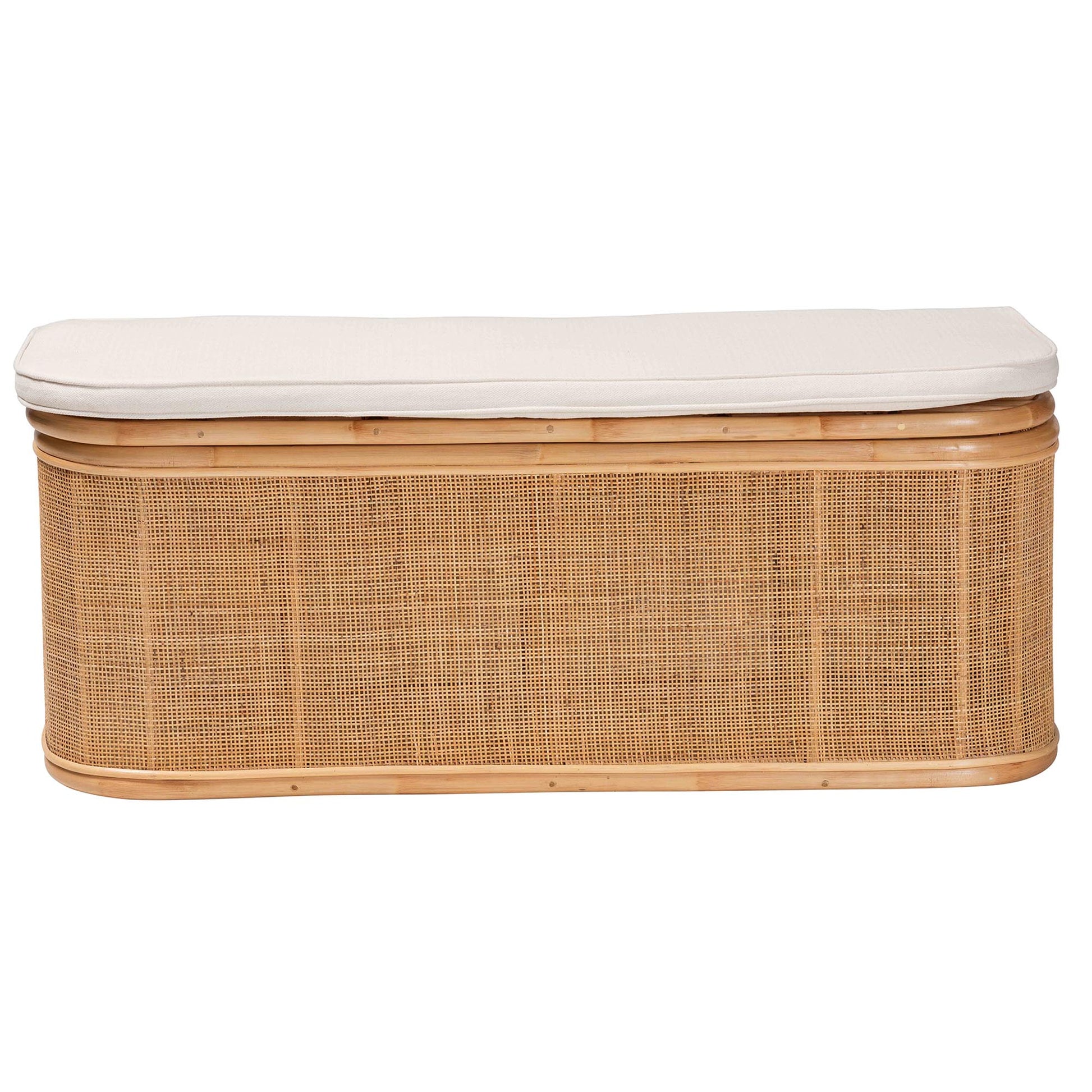 Baxton Studio bali & pari Ishana Bohemian Natural Rattan Storage Bench | Benches | Modishstore - 4