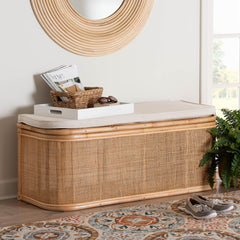 Baxton Studio bali & pari Ishana Bohemian Natural Rattan Storage Bench