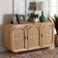 Baxton Studio bali & pari Evania Bohemian Natural Rattan 3-Door Storage Cabinet | Cabinets | Modishstore