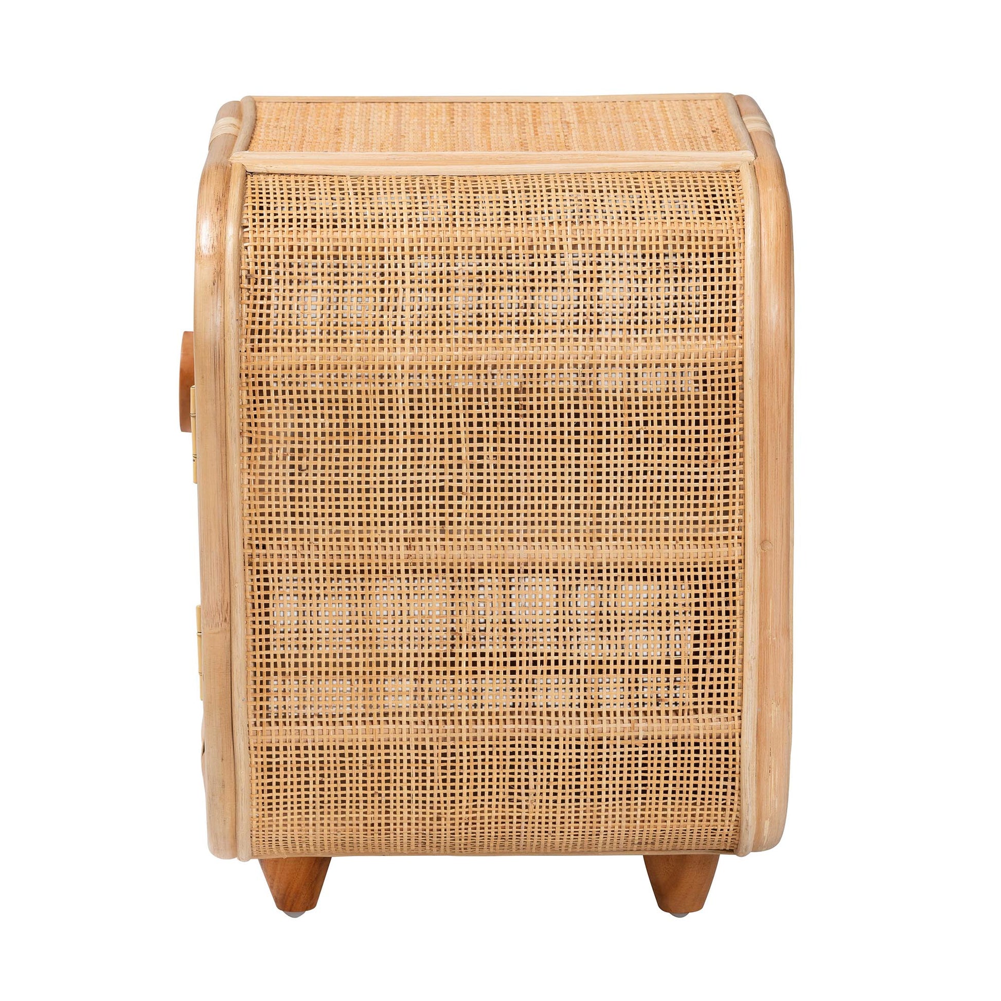 Baxton Studio bali & pari Keita Bohemian Natural Rattan and Mahogany Wood Nightstand | Nightstands | Modishstore - 7