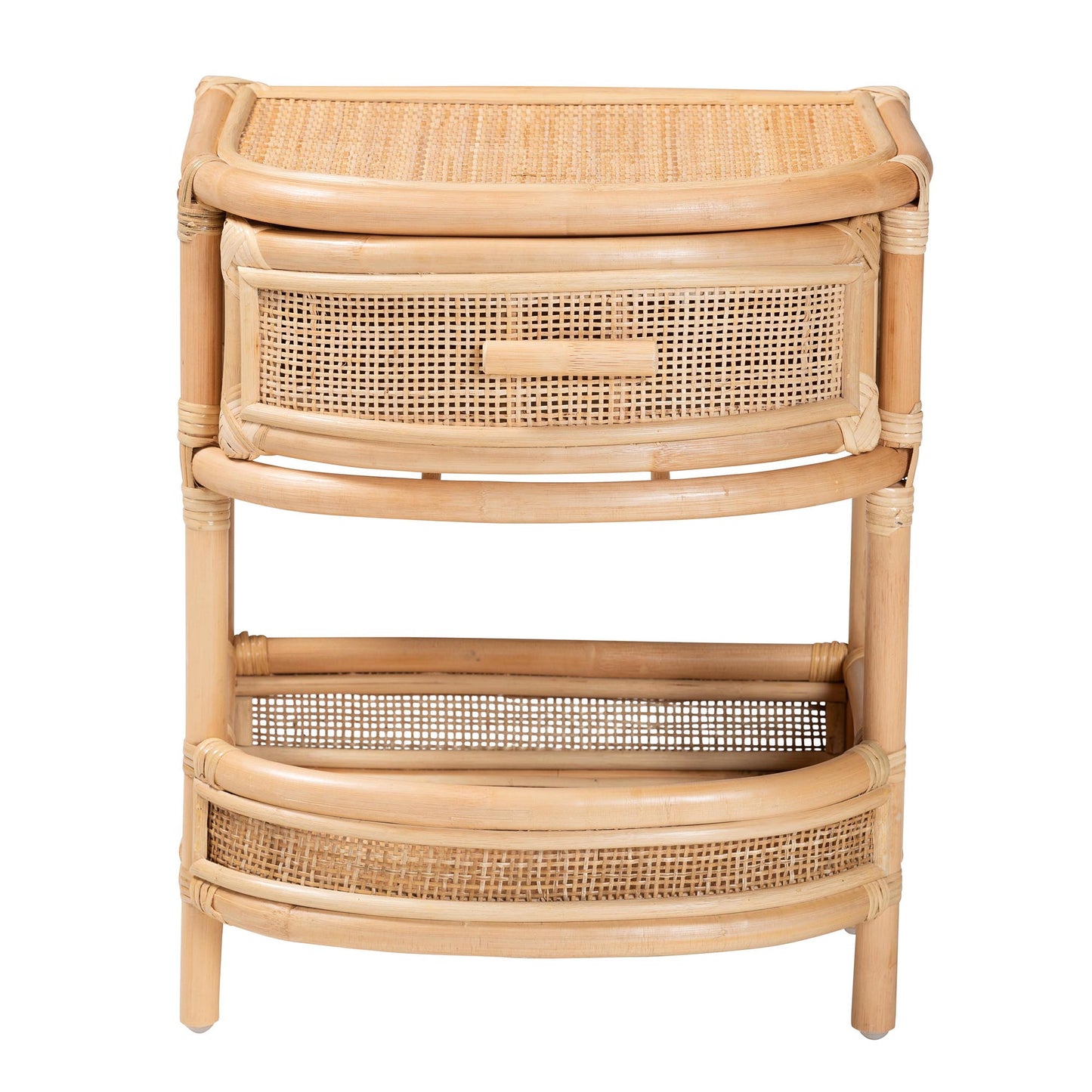 Baxton Studio bali & pari Divitia Bohemian Natural Rattan 1-Drawer Nightstand | Nightstands | Modishstore - 6