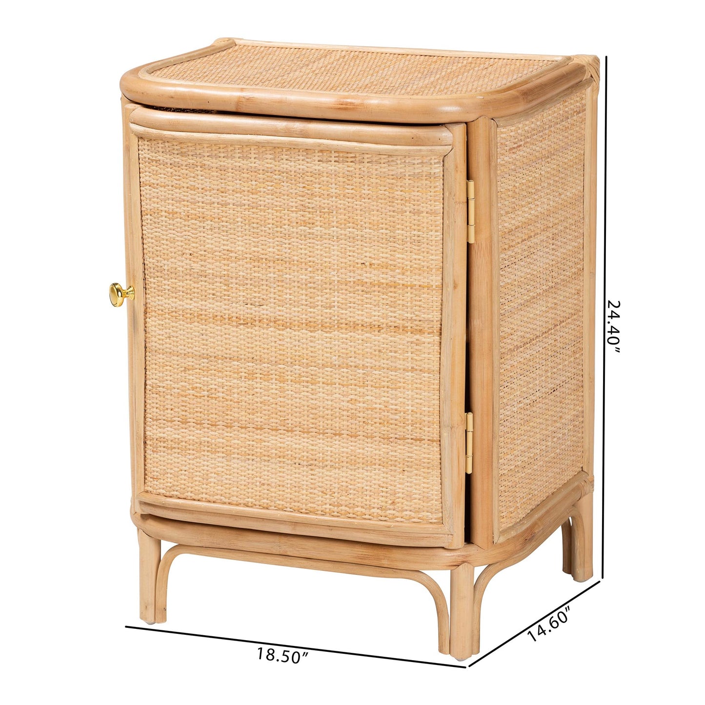 Baxton Studio bali & pari Kiara Bohemian Natural Rattan Nightstand | Nightstands | Modishstore - 3