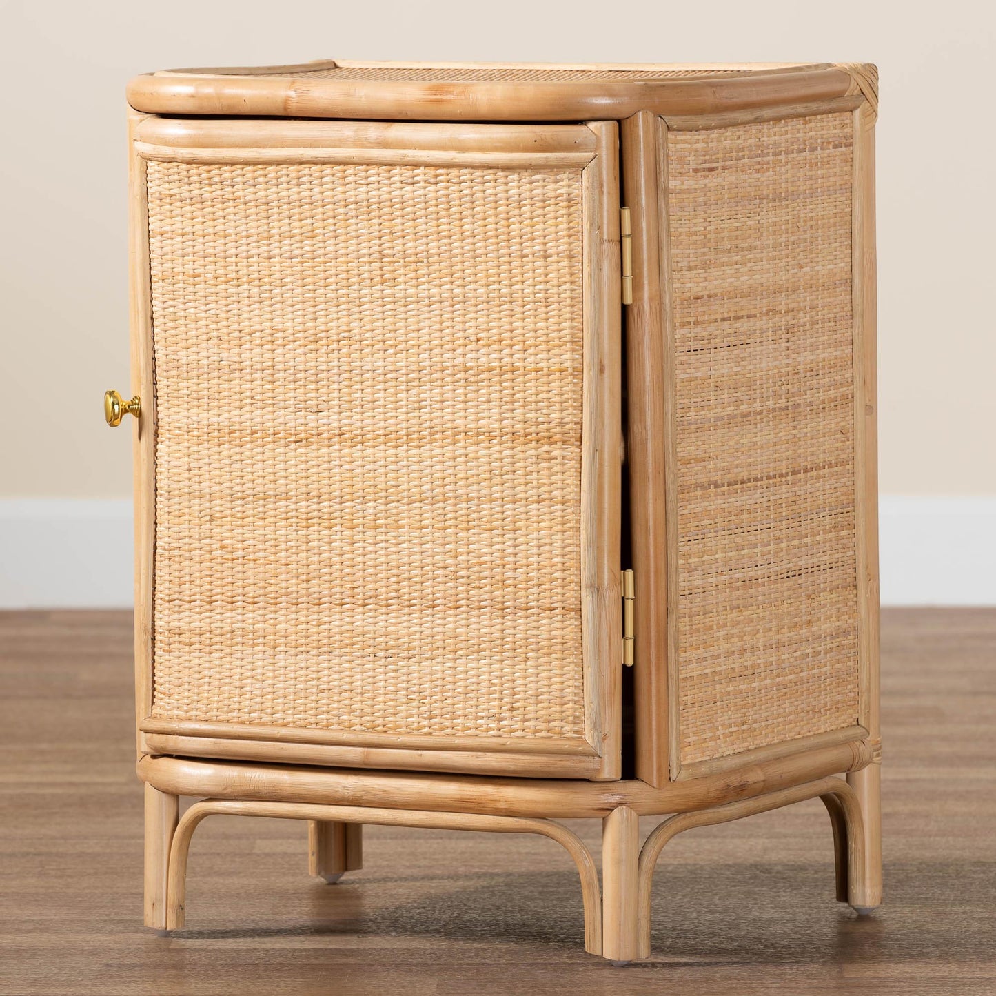 Baxton Studio bali & pari Kiara Bohemian Natural Rattan Nightstand | Nightstands | Modishstore - 2