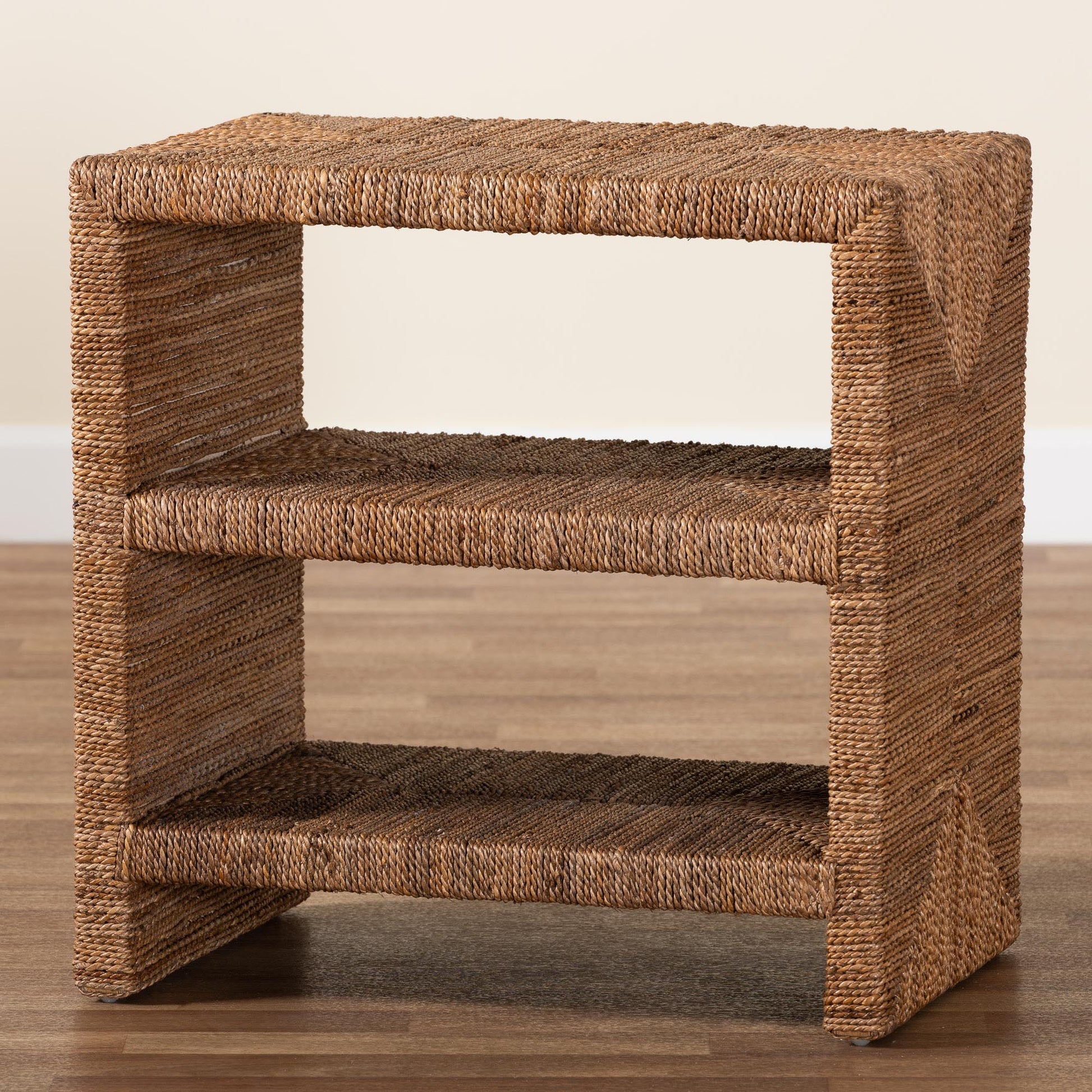 Baxton Studio bali & pari Liza Bohemian Natural Seagrass End Table | End Tables | Modishstore - 2