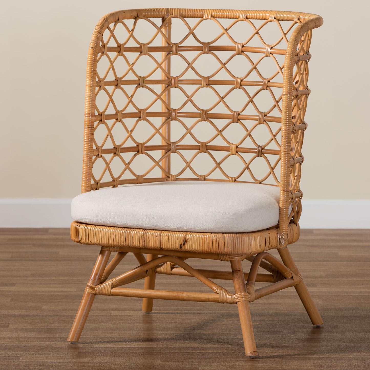 Baxton Studio bali & pari Tania Bohemian Light Honey Rattan Accent Chair | Accent Chairs | Modishstore - 2