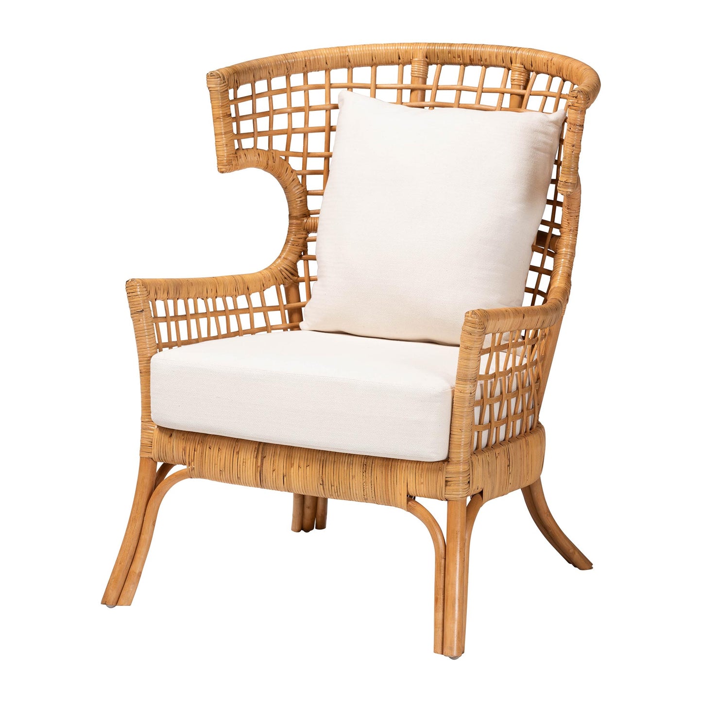 Baxton Studio bali & pari Regina Bohemian Light Honey Rattan Arm Chair | Armchairs | Modishstore - 4